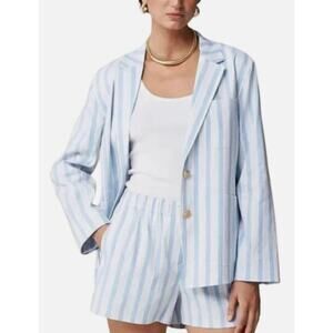 J. Crew Patch-Pocket Blazer in Striped Linen Blend Size Small